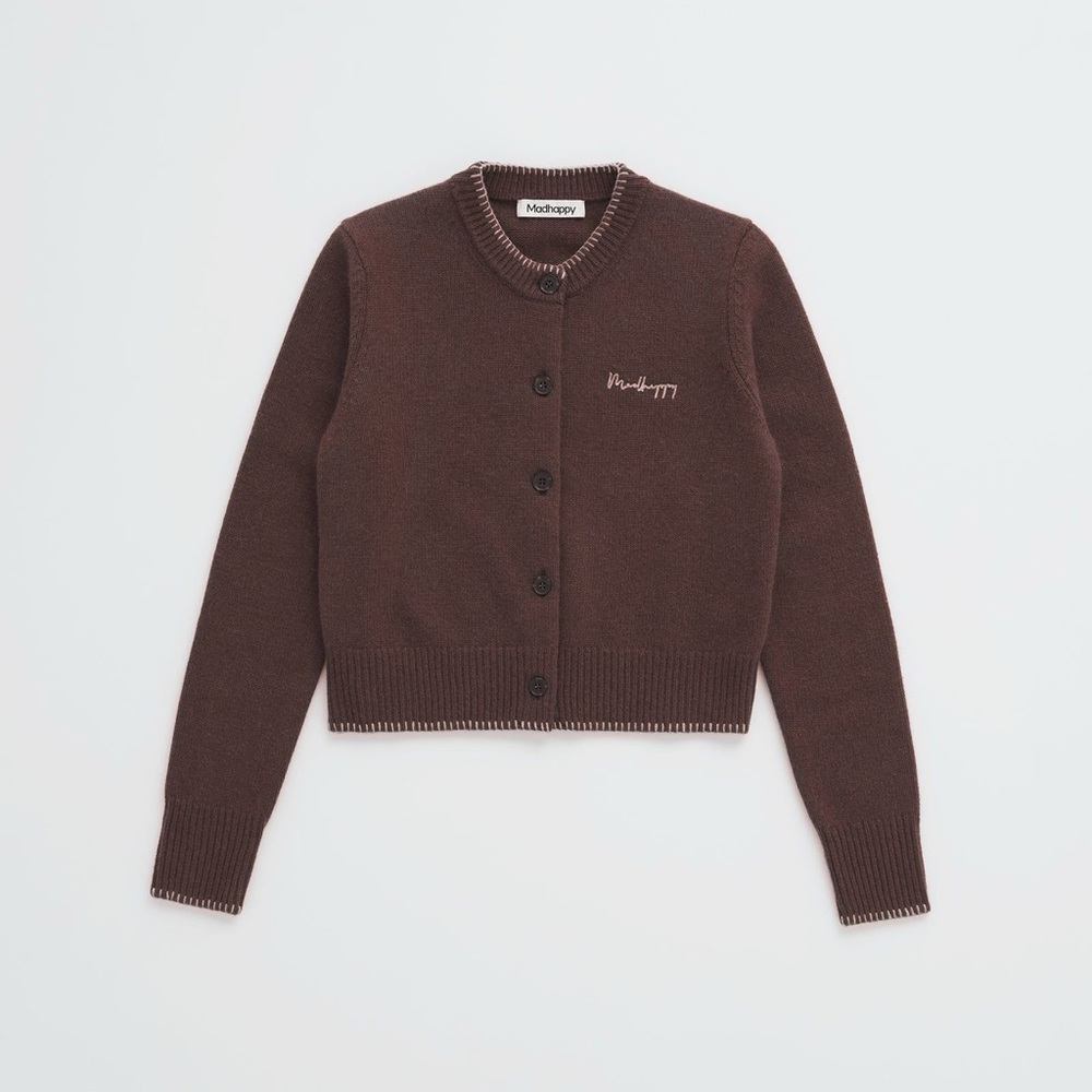 Madhappy Blanket Stitched Cashmere Blend Crewneck Cardigan